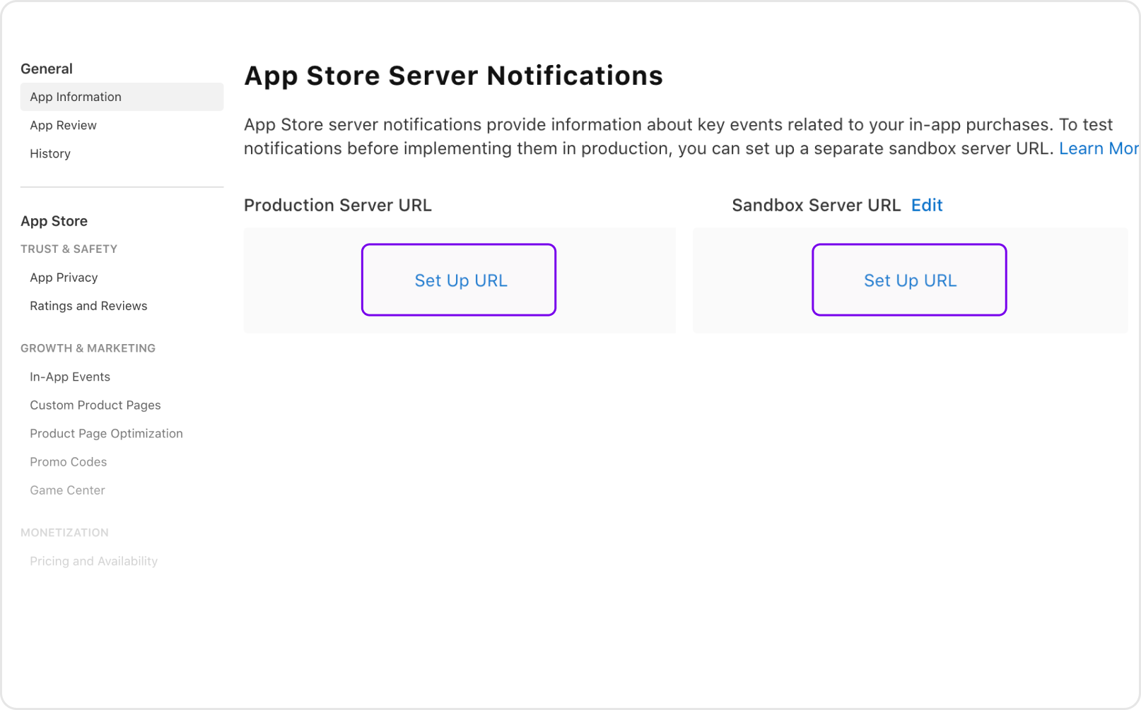 iOS Server Notification URL Registration